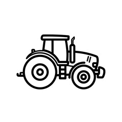 Obraz premium High quality, clean, black and white line art illustration depicting a powerful agricultural farm tractor vehicle icon, concept for farm related graphic design projects, educational materials about