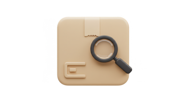 3D Box with Magnifier Search Package Delivery Transparent PNG