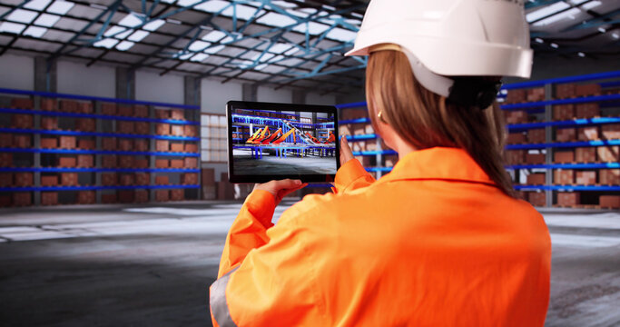 Innovative Logistics Designer Visualizing Distribution Warehouse Floor Plans - Powered by Adobe