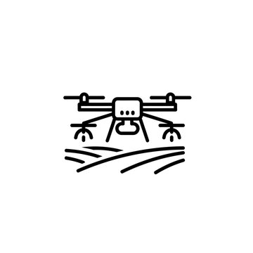 black drone over agricultural field clip art preview