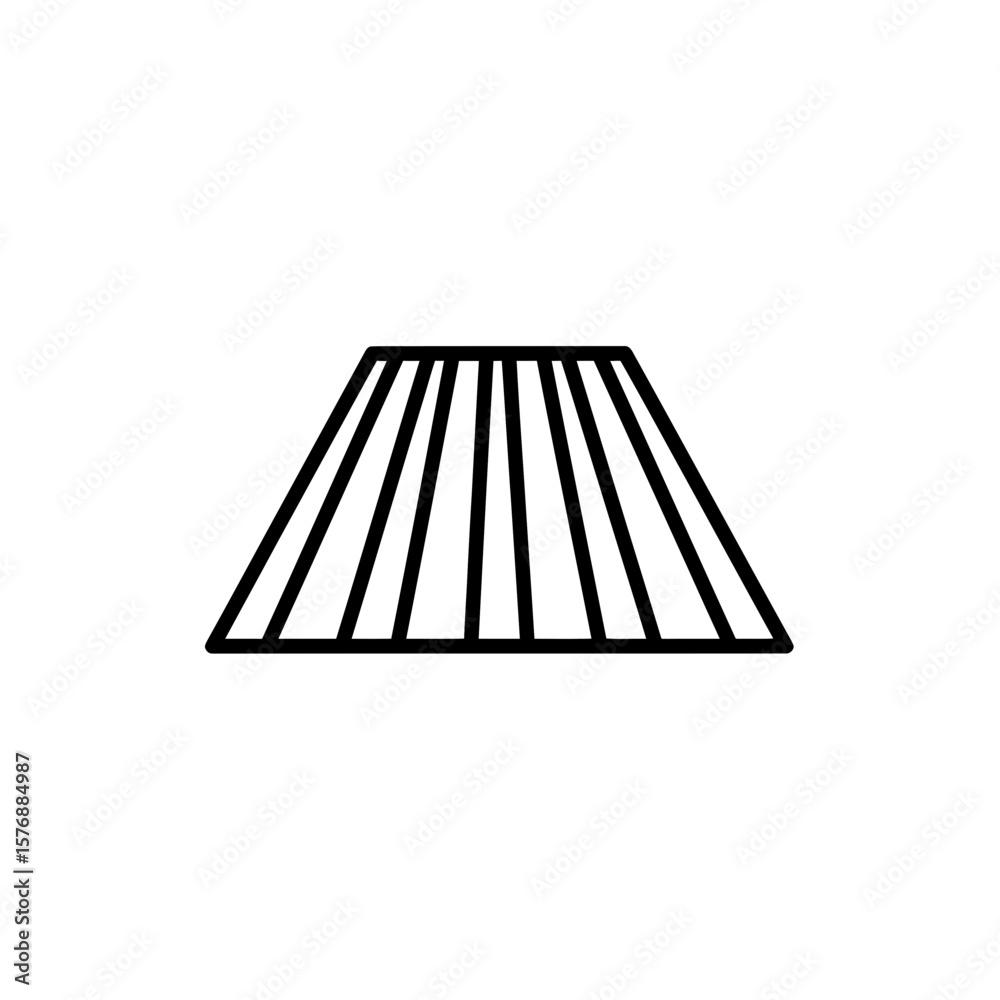 Poster abstract graphic outline icon showing a truncated pyramid shape filled with distinct parallel vertic