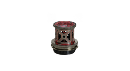 3D Cylinder Metal Structure Transparent Background Red Tech Design