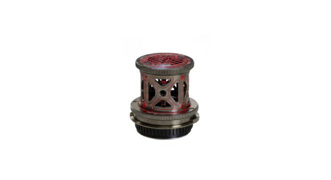 3D Cylinder Metal Structure Transparent Background Red Tech Design - Powered by Adobe