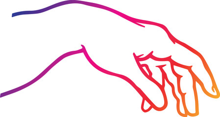 Hands reaching with heart between drawn in romantic minimalist line style