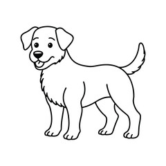 Dog Line Art Drawing on White Background, Dog line art