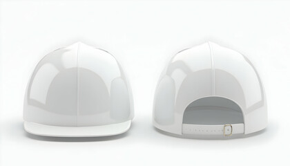 Two Blank White Baseball Caps Displayed on White Background