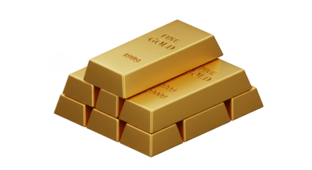 3D Gold Ingots Stack Shiny Metal Wealth and Investment Luxury