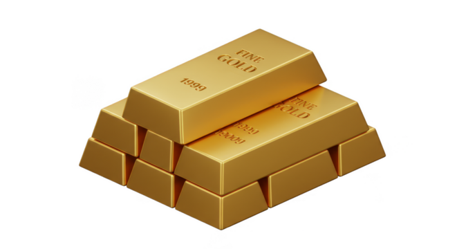 3D Gold Ingots Stack Shiny Metal Wealth and Investment Luxury