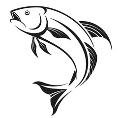 Obraz premium Black Fish Silhouette Vector Illustration White Background