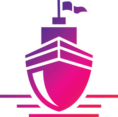 Cruise ship front black icon. Clipart image isolated on white background