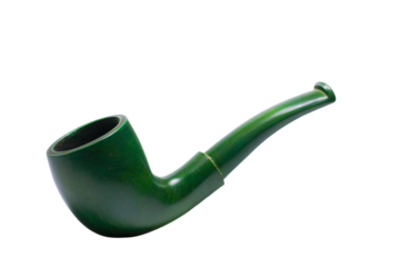 a pipe with a green handle on a white background