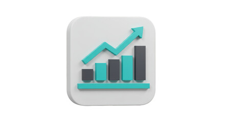 3D Growth Chart Arrow on Transparent Shows Business Success Progress