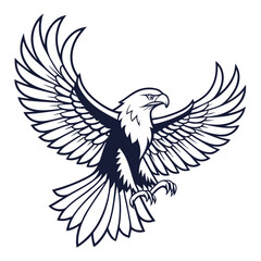 Obraz premium Vector Illustration of a Dark Blue Eagle in Flight