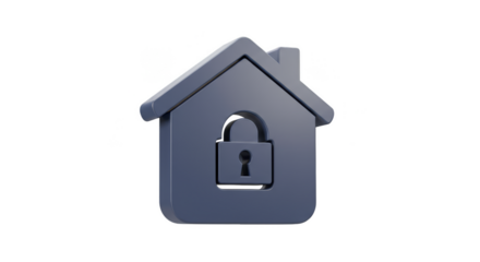 3D Home Security Lock Icon Symbol House Padlock Privacy Protection