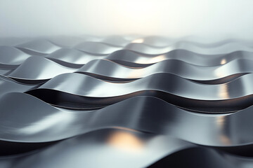 Silver waves create a modern abstract background, with a metallic texture reflecting light in a sleek, undulating pattern.