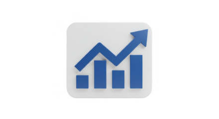3D Icon of Growth Arrow Chart Diagram Business Success Transparent