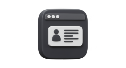 3D Icon of User Profile Page Business Concept on Transparent BG