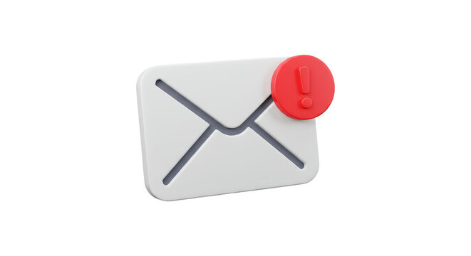 3D Illustration of Email Message Notification Alert on Transparent Background - Powered by Adobe