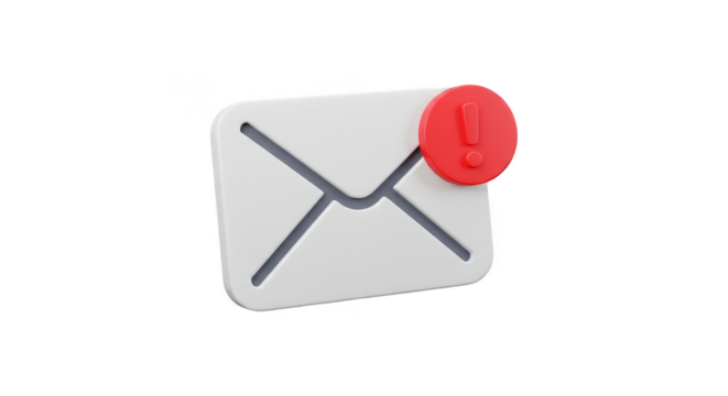 3D Illustration of Email Message Notification Alert on Transparent Background - Powered by Adobe