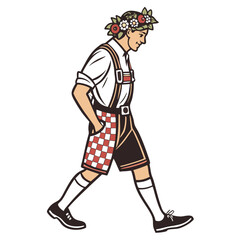German Man in Traditional Bavarian Oktoberfest Costume Vector Art. Perfect for: Oktoberfest, German Unity Day, Bavarian Festival