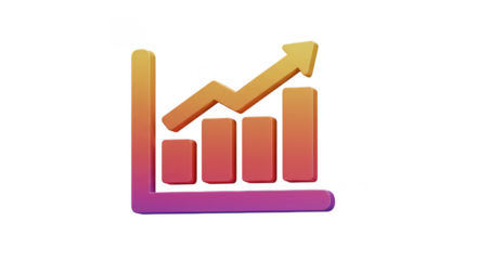 3D Illustration of Financial Growth Chart Arrow on Transparent Background