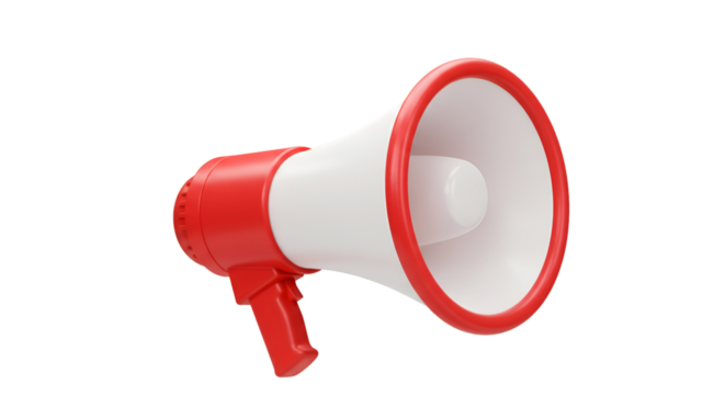 3d Illustration Of Red And White Megaphone For Communication And Promotion