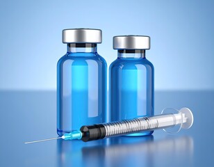 Vaccine vials with hypodermic syringe for injection