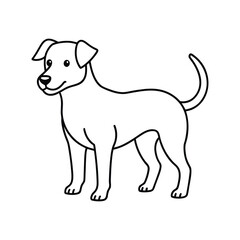 Dog Line Art Drawing on White Background, Dog line art