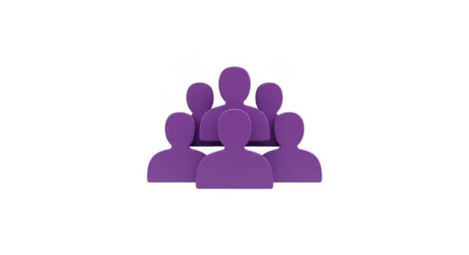 3D Purple Team People Silhouette Group Leadership Transparent