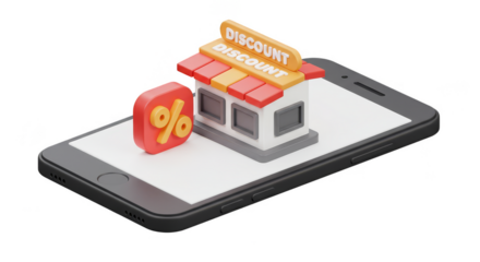 3D Online Store Discount on Mobile Isometric Illustration Concept