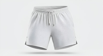 Minimalist athletic shorts rendered with clean lines and modern design on white background