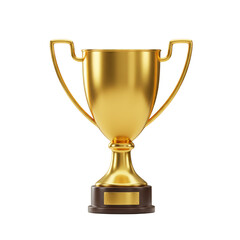 3D Render Golden Trophy Cup Award for Achievement and Success