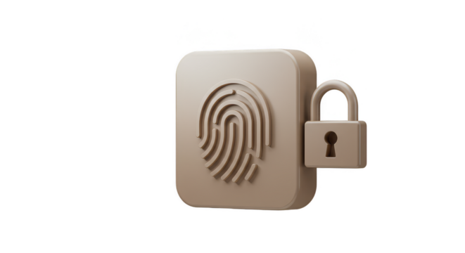 3D Render Fingerprint Lock Secure Protection Access Transparent