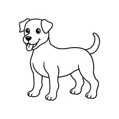 Dog Line Art Drawing on White Background, Dog line art