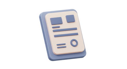 3D Render Icon of Document Paper Contract File