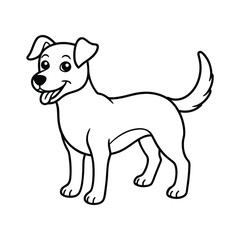 Dog Line Art Drawing on White Background, Dog line art