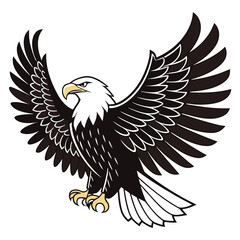 Fototapeta premium Majestic Bald Eagle Vector Illustration Black White Wings