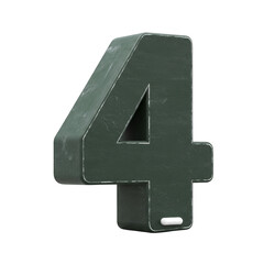 Fototapeta premium 3D Render Number Four Alphabet Symbol on Transparent Background