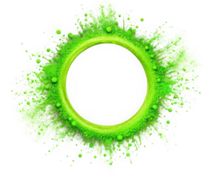 Bright green circular splash design with vibrant hues and energetic bursts, perfect for backgrounds or graphic elements.