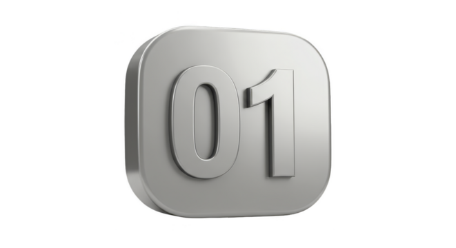 3D Render Number Zero and One White Button Icon Isolated