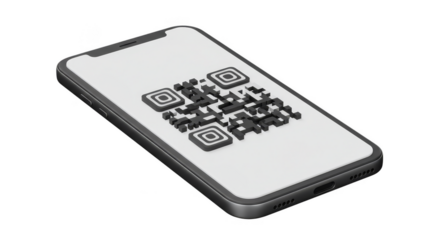 3D QR Code on Mobile Phone Isometric with Scan Technology Online