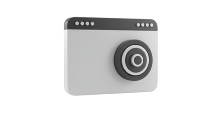 3D Render Of Camera Icon Inside Gray And White Browser Window