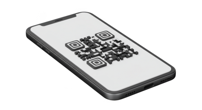 3D QR Code on Mobile Phone Isometric with Scan Technology Online