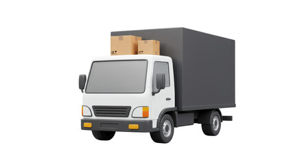 3D Render of Delivery Truck with Boxes Cargo Transport Logistics