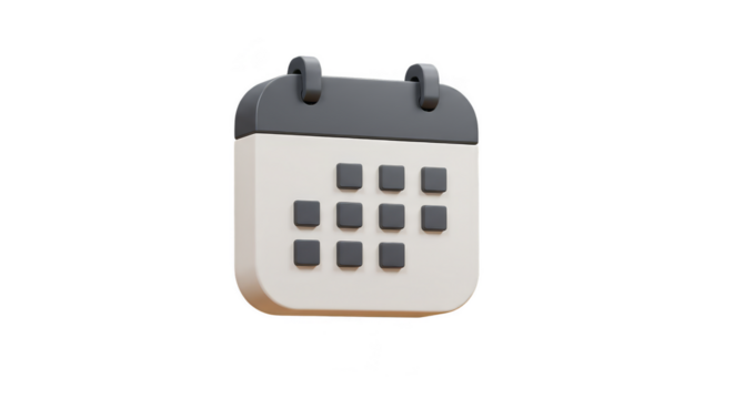 3D Render of Grey Calendar Appointment Reminder Planning Schedule