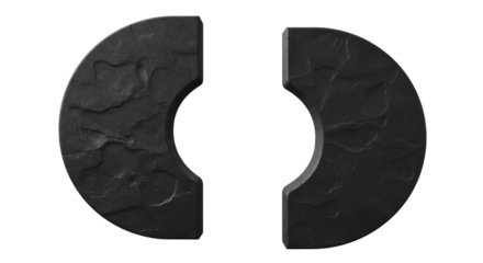 3d Render Stone Crescent Symbol Graphic Isolated on Black Background