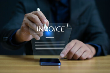 Digital Invoice and Billing Review and Management. Business people using electronic invoices....