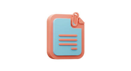 3D Rendered Clip Document Paper Isolated Transparent Background