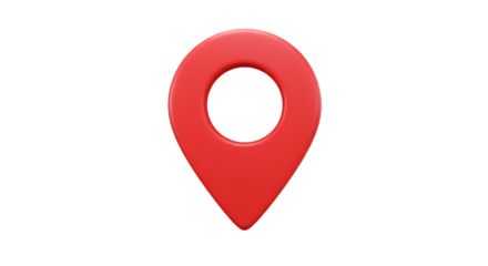 3d Rendered Location Icon Red Map Pin Isolated on Transparent Background