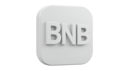 3D Render of White BNB Cryptocurrency Logo Digital Finance Icon